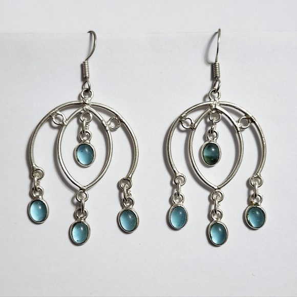 Quartz silver earrings 2.5" - Picture 5 of 6